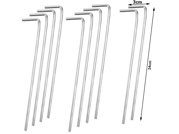 Tent pillars anchor pigs steel 24cm 10pcs hook & lamp; loop pins