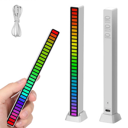 Usb led diodai garso atsakas daugiaspalvė neoninė rgb led juosta mirksi 18 režimų