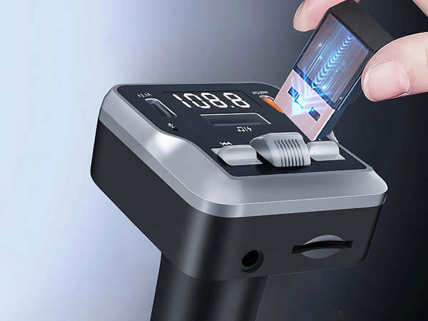 Fm mp3 mp3 transmitter volume 2 x usb c bluetooth 5.3 12v sd card
