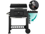 Charcoal garden grill two grates thermometer lid shelf ash pan large