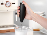 Espumador de leche para café, batidora manual, mini batidora eléctrica con soporte