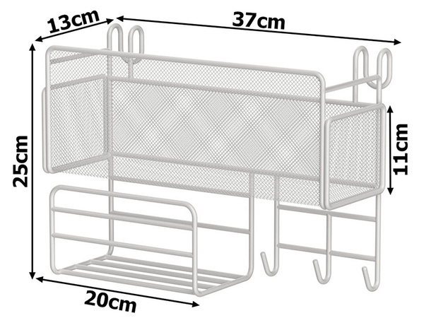 Shelf kitchen organiser container loft pendant 3 x hooks handles