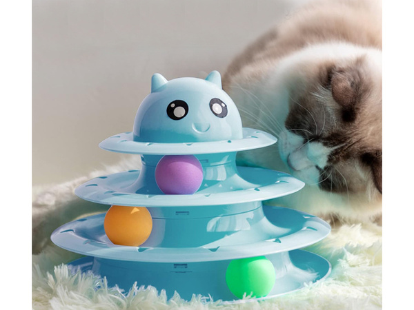 Juguete para gato torre interactiva 3 bolas