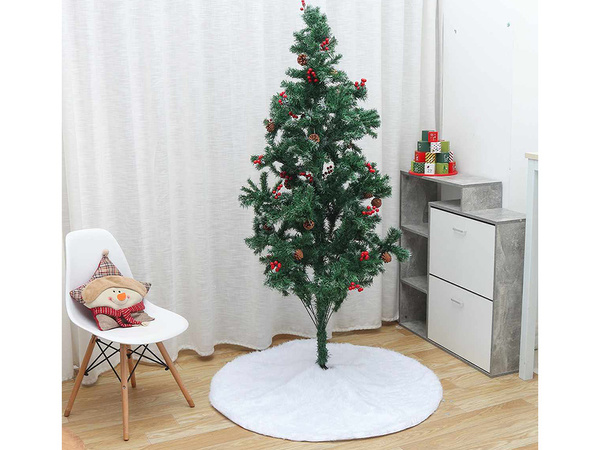 Weihnachtsbaummatte weiß pelzig 90 cm rund