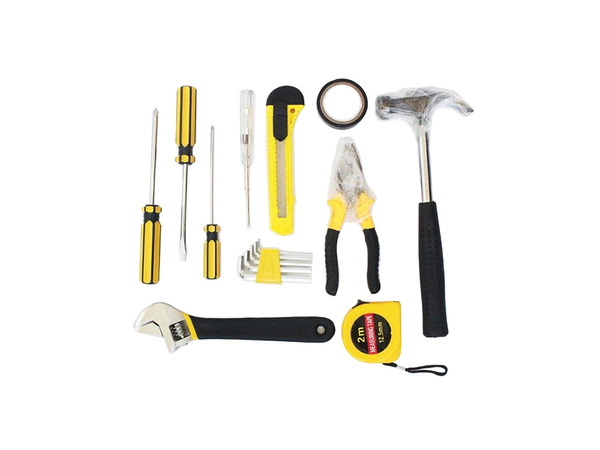 Tool set screwdrivers hammer 16 el in case