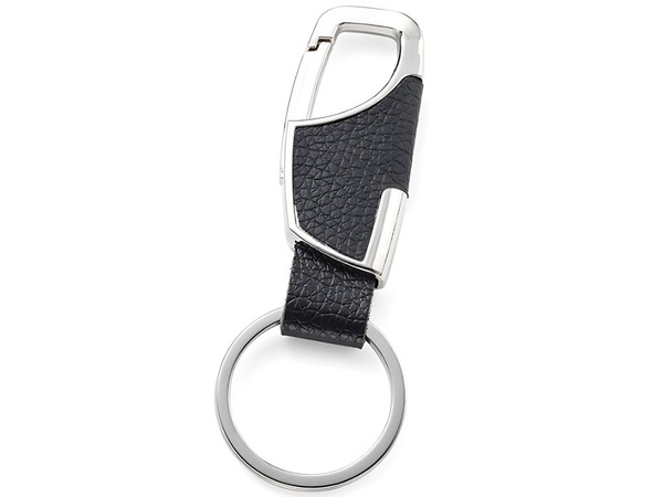 Inel cheie metal inel cheie piele faux argint negru