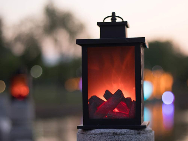 Lampion dekoracyjny led kominek ruchomy płomień lampa elektryczny baterie