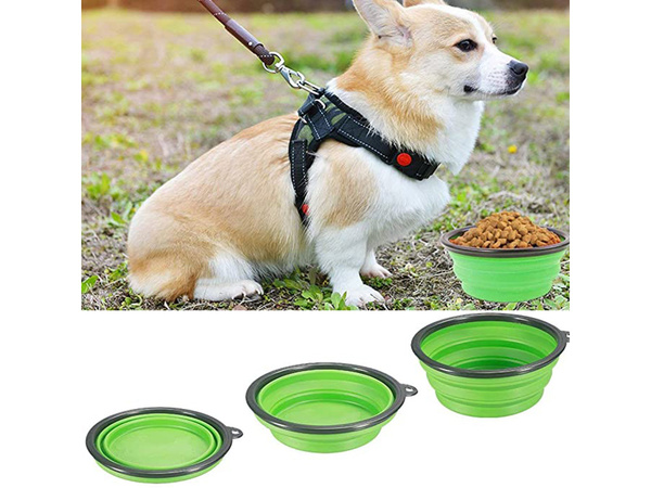 Миска силиконовая для собак складная туристическая карабинер 400 мл