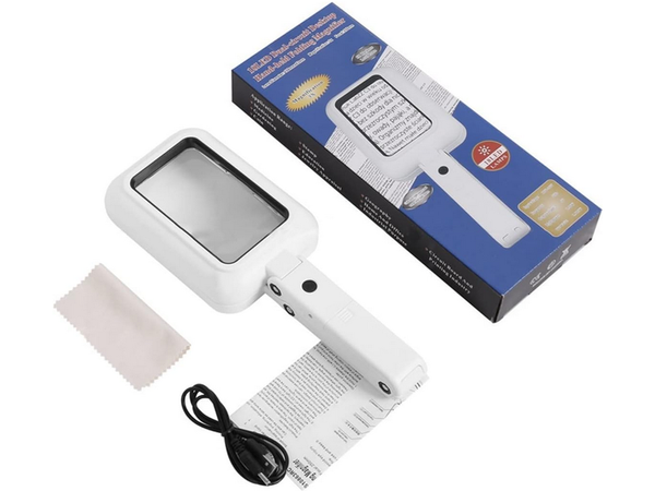 Lupa de escritorio joyero grande 3x 18 led plegable