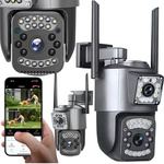 Cameră cu două obiective, Wi-Fi, pentru exterior, rotativă, cu detector de mișcare, IP, 4G