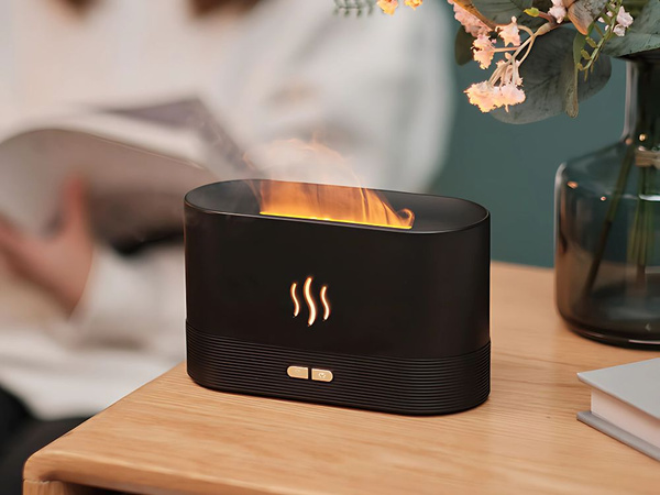 Luftbefeuchter usb diffusor led rgb kamin aroma nebel feuer