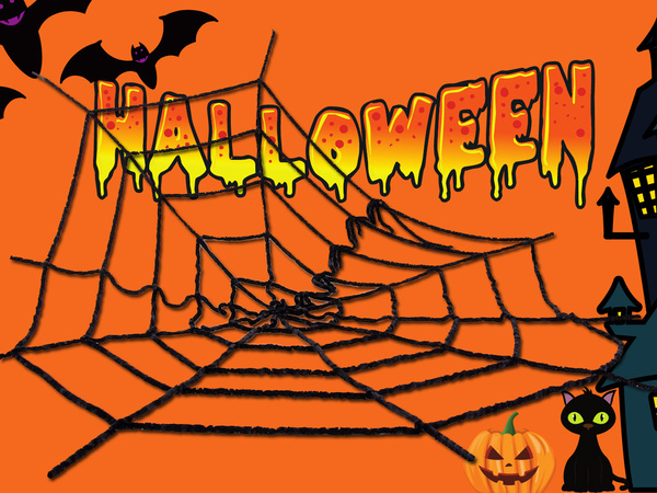 Tela de araña artificial grande negro halloween decoración