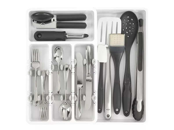 Cutlery drawer insert pull-out organiser