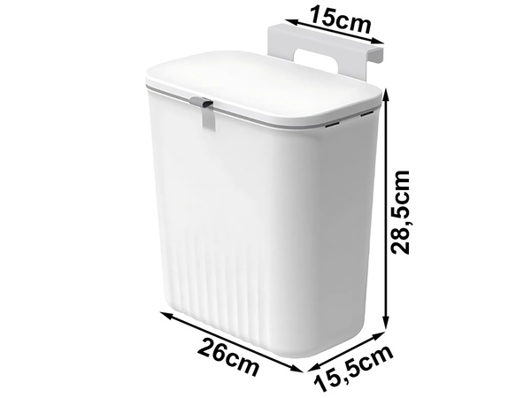 Corbeille de cuisine avec couvercle pour porte de placard blanc 9l