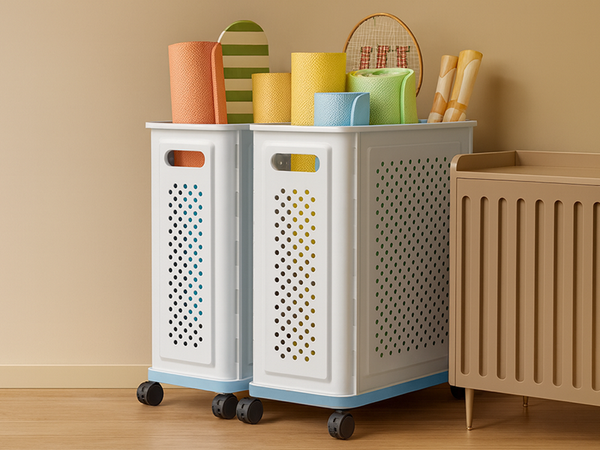 Wheeled basket for laundry, underwear, toys, storage, spacious