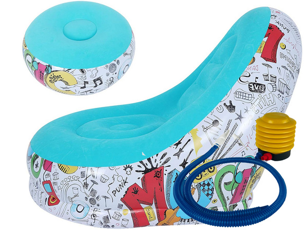 Garden armchair lounger inflatable beach pouf footrest comfortable