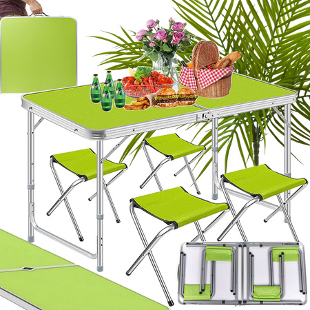 Folding camping table tourist table set with 4 chairs garden table