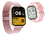 Reloj inteligente para mujer y hombre con correa de goma, deportivo, Bluetooth, llamadas, rosa