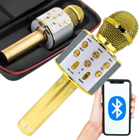 Bezdrátový mikrofon bluetooth karaoke reproduktor kulatý s pouzdrem různé režimy