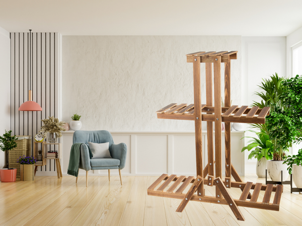 Three-tier flower pot stand wooden flower pots