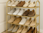 Étagère à chaussures organiseur de chaussures armoire à étages étagère dorée 4 niveaux grande