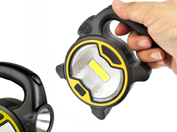 Powerful led cob workshop torch with halogen holder for batteries