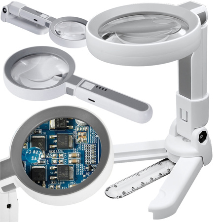 Lupa szkło powiększające lampa do czytania kosmetyczna podświetlenie 20 led