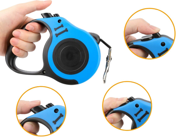 Automatický lanyard pro psy blokovací silná lehká cívka 5m 15kg