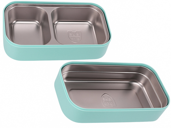 Caja de desayuno con separadores contenedor de dos pisos xxl cubiertos lunchbox 1400 ml