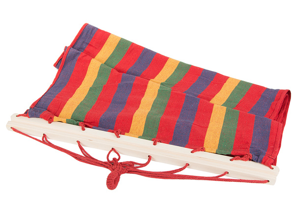 Hamac de jardin renforcé balançoire à bascule en bois coloré et rayé 200 x 80