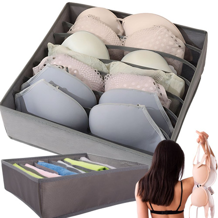 Bra organiser 6 compartments for wardrobe drawer grey
