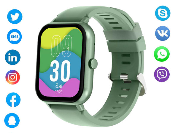Smartwatch naiste meeste kummipaelaga spordikell Bluetooth kõned roheline