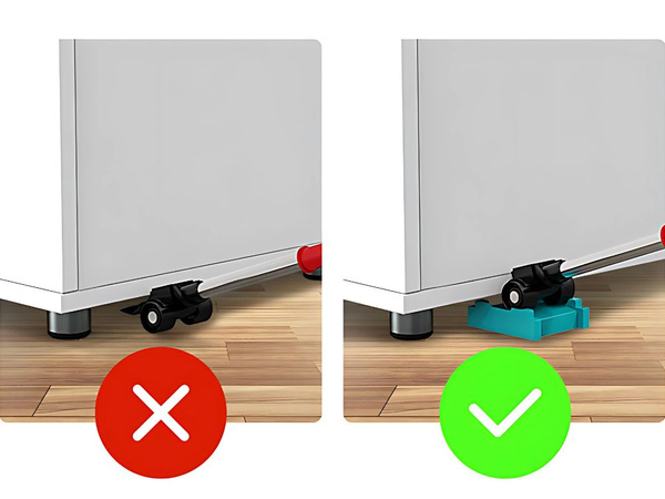 Sada pro přepravu nábytku páka a kolečka 4 ks + podložky