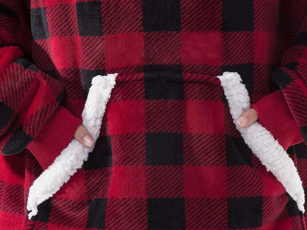 Sweatshirt chaud couverture oversize xxl 2in1 fourrure épaisse douce robe de chambre à capuche