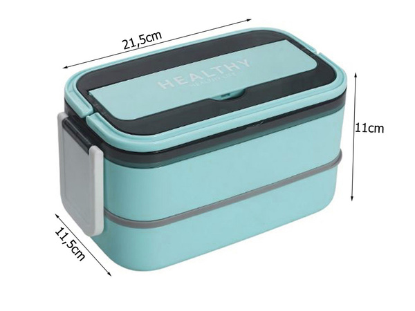 Caja de desayuno con separadores contenedor de dos pisos xxl cubiertos lunchbox 1400 ml