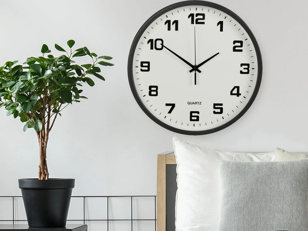 Wall clock large non-touching silent 25 cm round second hand