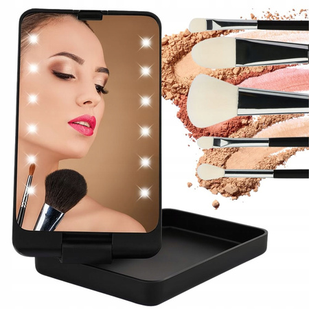 Espejo cosmético con iluminación led para maquillaje, plegable, de viaje