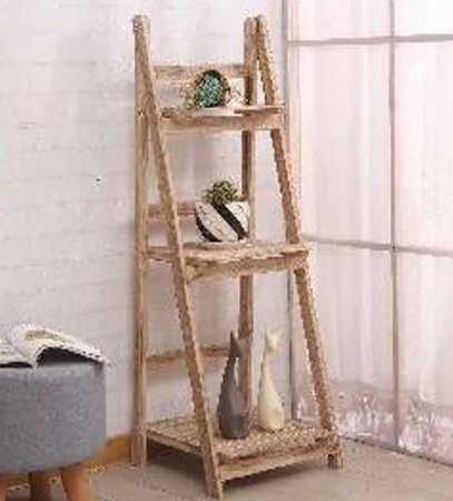 Wooden standing flower bed ladder three shelves plant shelf