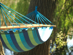 Garden hammock reinforced striped coloured wood rocker swing 200 x 80