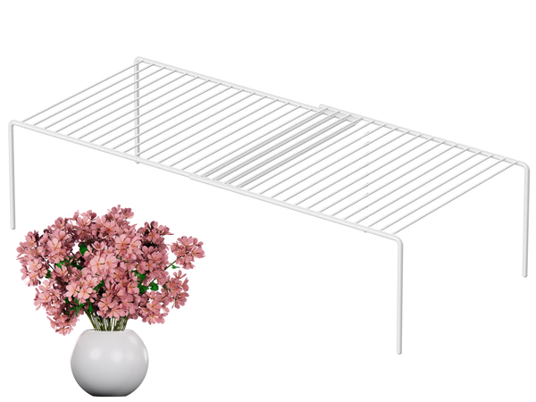 Metal shelf adjustable in width expandable for kitchen organiser white