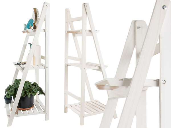 Échelle en bois pour parterres de fleurs, trois étagères, étagère pour plantes