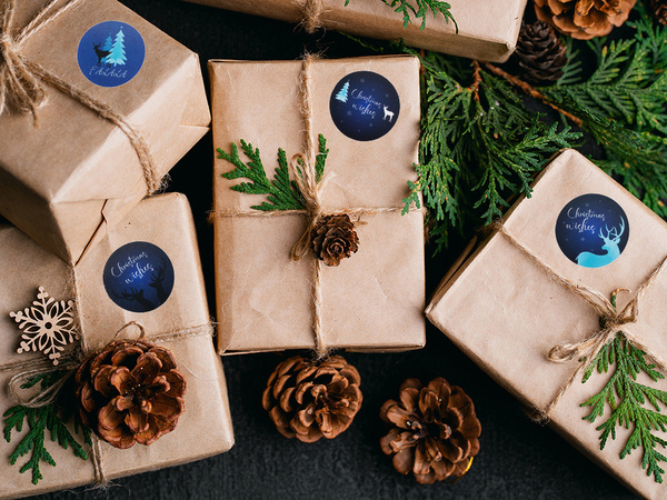 Jõulukaunistused kleebised rullile 500 tk rõõmsat jõuluaega