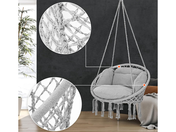 Hamac avec coussin chaise suspendue balançoire nid de cigogne maison de jardin boho