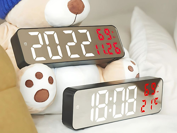 Elektroniskais pulkstenis digitālais led modinātājs termometrs spogulis stāv usb baterijas