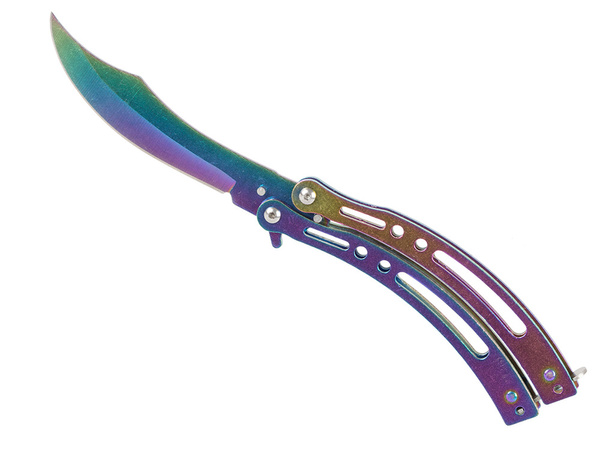 Navaja mariposa afilada hoja plegable arco iris fade
