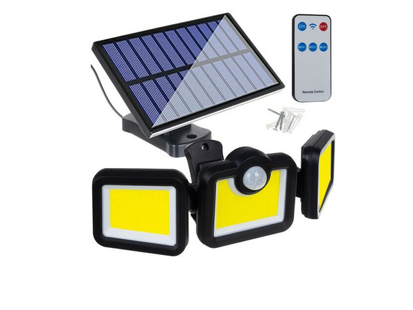 Lampe solaire avec capteur de mouvement crépusculaire 171 led panneau séparé jardin