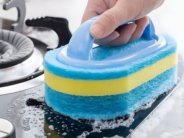 Brosse éponge de nettoyage avec poignée salle de bain cuisine universelle