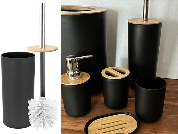 Set baie 6-in-1 baie toilet toilet handle bin black set