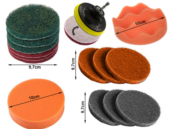 Set of polishing sponges for drill brushes cleaning pads 23 el.