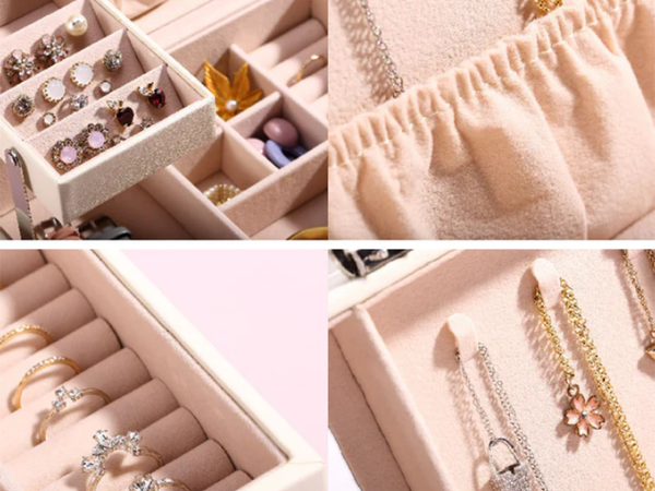 Joyero organizador estuche espejo caja espaciosa